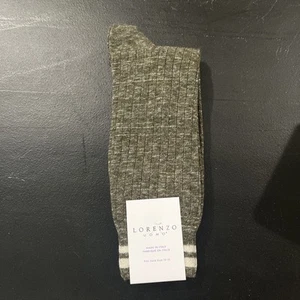 NUEVO CON ETIQUETAS Lorenzo Uomo Hombres Oliva Vestido Calcetines Italiano Algodón Mezcla Lana Talla 10-13 - Imagen 1 de 3