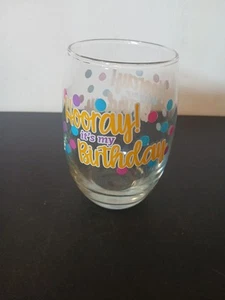 Hooray! It's My Birthday Stemless Wine Glass Cup Drinkware 15oz - Picture 1 of 5