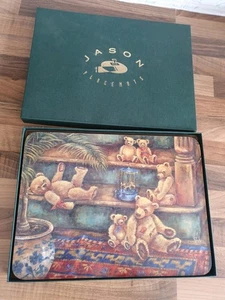 Vintage Jason Set 6  Drink Coasters & Placemats Teddy Bears Wendy Wooden - Picture 1 of 16