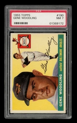 1955 Topps Set-Break #190 Gene Woodling PSA 7 casi nuevo Foto 1 de 3