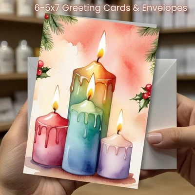 Christmas Greeting Cards w/ Envelope - Set of 6 -5x7 Cards & Envelopes L#013 - Image 1 of 2
