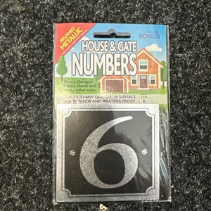 HAUS TÜR TOR NUMMERN -6- GEBÜRSTETES METALL AUFKLEBER - SILBER - WASSERDICHT - Bild 1 von 1