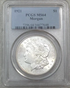 1921 P Morgan Silver Dollar PCGS MS64 Frosty White PQ looks MS65 #F124K - Picture 1 of 4