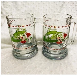 Vintage Princess House Golfing klar schweres Glas, große 14 Unzen Bierkrüge (#678) - Bild 1 von 7