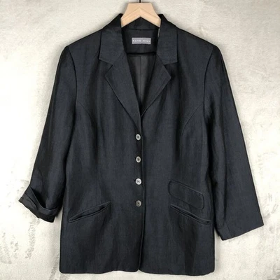 Chaqueta KATE HILL Mezcla de Lino Para Mujer 14 Azul Marino Blazer Informal Oficina Bolsillos Foto 1 de 4