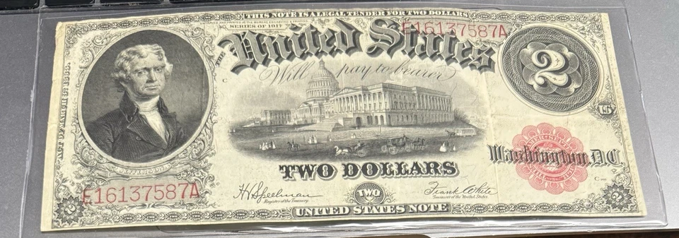 1917 $2 Large Size Legal Tender Note  Choice VF Details *CLEAN* - Image 1 of 2