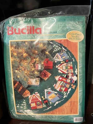 Bucilla Felt Applique Christmas Village Tree Skirt Kit 43" Round, #83980, NEW - Image 1 of 4