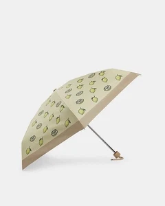 NWT Coach CAQ31 UV Protection Mini Umbrella In Yellow Lemon Print Free Shipping - Picture 1 of 5
