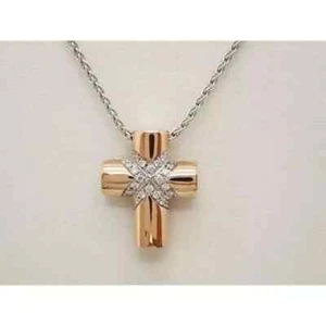 1.0 Ct Round Lab Created 14k Two Tone Gold Plated Stunning Cross Charm Pendant - Picture 1 of 6