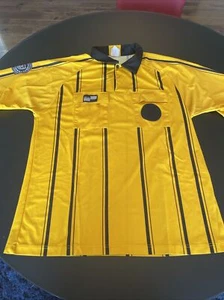 Official Sports Soccer Referee Jersey Yellow Size Adult LARGE Very Clean - Picture 1 of 7