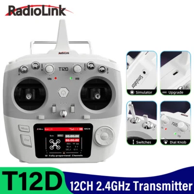 RadioLink T12D 12CH RC Transmitter 2.4G Remote Controller for Airplane Boat Car - Image 1 of 4
