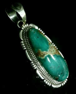 Colgante Navajo Flecha Rota Turquesa y Plata de Ley Firmado Herman Vandever - Imagen 1 de 12
