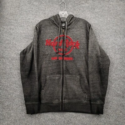 Sudadera con Capucha Hard Rock Para Hombre L Grande Gris Doble Burnout Cremallera Completa Spellout Sudadera Foto 1 de 4