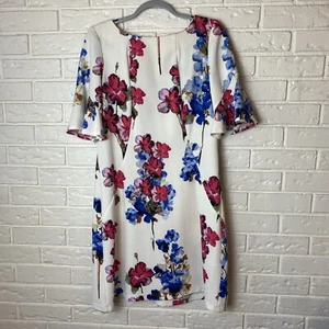 Julian Taylor NY Damen Kleid Größe 16 Glockenärmel Etui Blumenmuster - Bild 1 von 6
