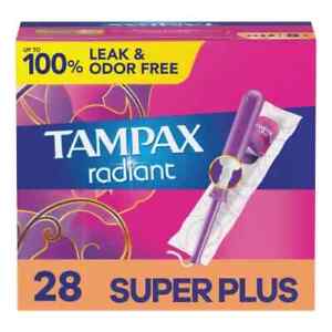 Tampax Radiant Super Plus Absorbency Unscented Tampons 28ct