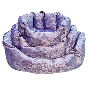 Lazy Dog Bed Crushed Velvet  - Lilac - Picture 1 of 7