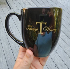 TRUMP WINERY~BLACK PORCELAIN COFFEE CUP MUG~THERE'S A CHANCE THIS IS WINE - Picture 1 of 11