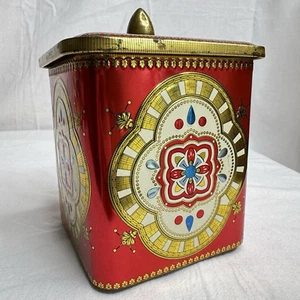 Vintage 1960er RETRO MCM quadratisch geprägt Deckel KEKSDOSE ~ SLK Co. GERMANY - Bild 1 von 18