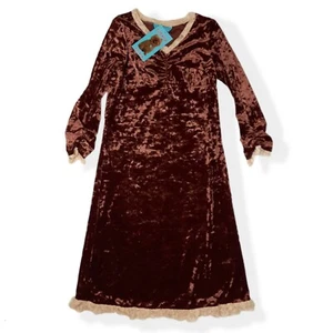Totally Trixie Dress Girls L 10–12 Burgundy Red Velvet Lace Long Sleeve Holiday - Picture 1 of 6