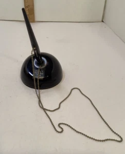 Vintage Esterbrook Schreibtisch Füllfederhalter Hebelfüllung schwer schwarz Keramik Halter Kette - Bild 1 von 8