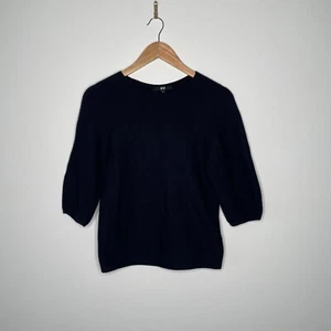 Uniqlo Women's Navy Crew Neck Knit 3/4 Sleeve Pullover Light Sweater Size XS - Picture 1 of 6