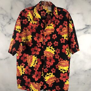 Vintage Hawaiian Tropic Shirt Large Button Up Comical Sun Vibrant Retro Floral