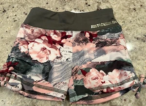 Justice Girls Cinched Side Dance Gymn Bike Compression Athletic Floral Shorts 6 - Picture 1 of 6