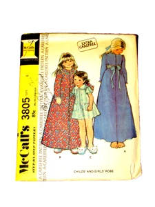 McCALL'S 3805 girl's 6 robe short and long w/tie 'carefree'  (sew drwr) - Picture 1 of 3
