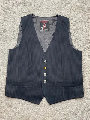 House of Howe Vest Men Large Black Pinstriped Grudge Vampire Steampunk Waistcoat - Image 1 of 4
