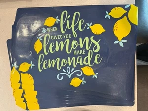 Lot of 6 Navy Blue Lemonade Lemons Themed Vinyl Placemats Crafting DIY - Picture 1 of 1