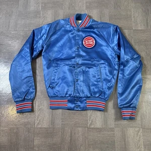 Chalk Line Vintage 80s NBA Detroit Pistons Satin Bomber Jacket FLAW Youth 18/20 - Picture 1 of 11