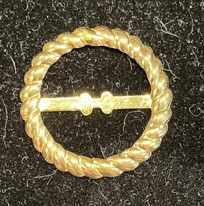 Vintage 1 3/8” Gold Tone Metal Scarf Ring Slide Belt Buckle - Foto 1 di 2