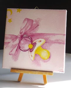 Dekofliese Geburtstag Danke Mitbringsel Geschenkidee Babyschnuller Rosa (045) - Bild 1 von 2