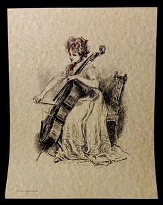 Charles Dana Gibson “The Cellist” Lovely Unframed Print 14x11 From 1987 Folio - Picture 1 of 14