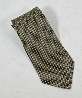 Corbata de seda puritana negra dorada cuadrada geométrica para hombre Foto 1 de 4