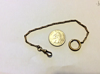 antiguo art deco 71/2 pulgadas de largo chapado en oro reloj de bolsillo cadena-excelente-funcionamiento Foto 1 de 4