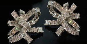 Bowknot Earrings made w/ Swarovski Crystal Stone 18K White Gold Plated Gorgeous - Picture 1 of 12