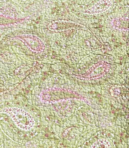 2pc Paisley 100% Cotton Quilted Standard Pillow Shams Pink Lime Green VGC - Picture 1 of 9