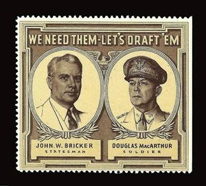 Douglas MacArthur for President Stamp - We Need Them - Let's Draft Them - Picture 1 of 1