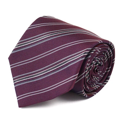 Corbata de seda frambuesa Luigi Borrelli Napoli con rayas verdes y blancas oscuras nueva con etiquetas Foto 1 de 4