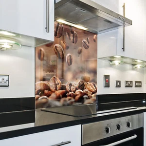 KÜCHENRÜCKWAND Spritzschutz Küche Gehärtetes Glas Rückwand coffe Bohnen braun - Bild 1 von 3