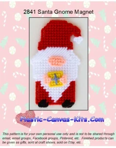 Santa Gnome Magnet - Kunststoff Leinwand Muster oder Kit - Bild 1 von 1