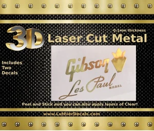 Gibson Guitar Decal 3D laser Metal Gold Restoration Decal Headstock Logo M4 - Picture 1 of 8