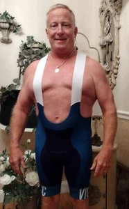 Vicc Bella BIB SHORTS Large Bicycle Cycling Club Apparel Blue/Black/White Padded - Picture 1 of 7