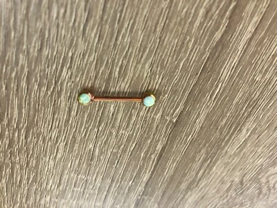 Juego de bisel de barra recto/pezón Anatometal 14 g 4 mm ópalo sintético oro rosa Foto 1 de 4