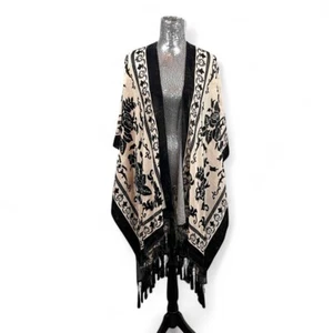 Free People Boho Burnout Terciopelo Flecos Kimono Plumero OS Festival Whimsigoth - Imagen 1 de 5