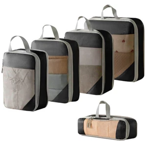 5 Set Compression Packing Cubes Travel Organizer Extensible Storage Mesh Bags - Picture 1 of 22