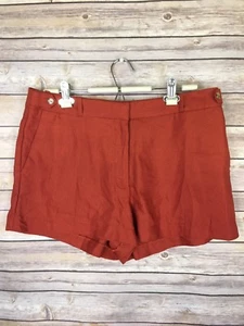 Versona Size 14 Shorts NWOT Hi Rise Linen Blend Flat Front Button Detail - Picture 1 of 7