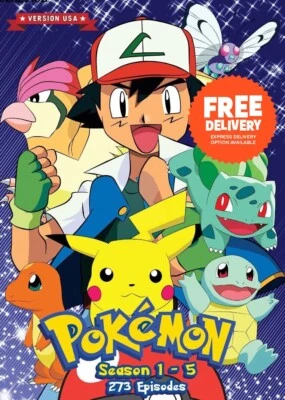 DVD Anime Pokemon Complete Series Season 1-5 Vol.1-273 End (USA Version) Eng Dub Foto 1 de 4