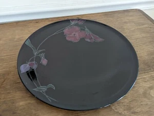 VTG Retro Mikasa Tango Flowers Black Chop Plate Serving Platter 12" - Picture 1 of 5